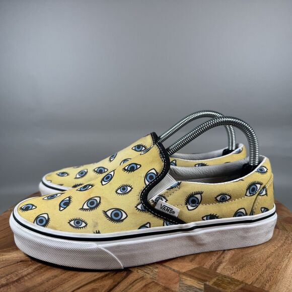 Vans Slip On Off The Wall Classic Casual Shoes‎ Yellow Eyeball Women's 8.5 - Picture 3 of 8